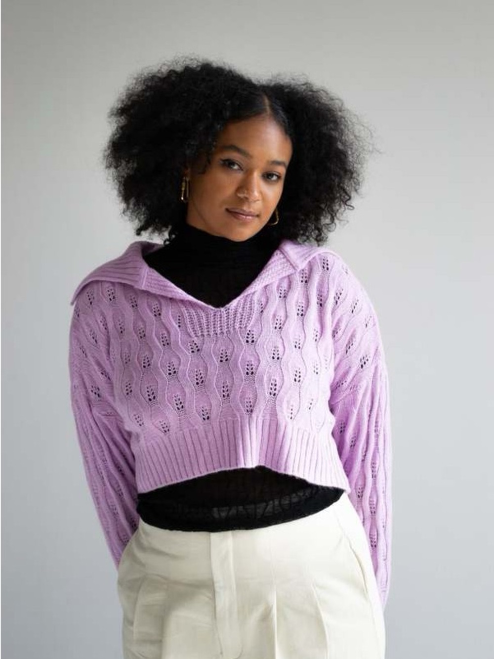 Find Me Now Cher Knit Top in Wisteria NWT Large